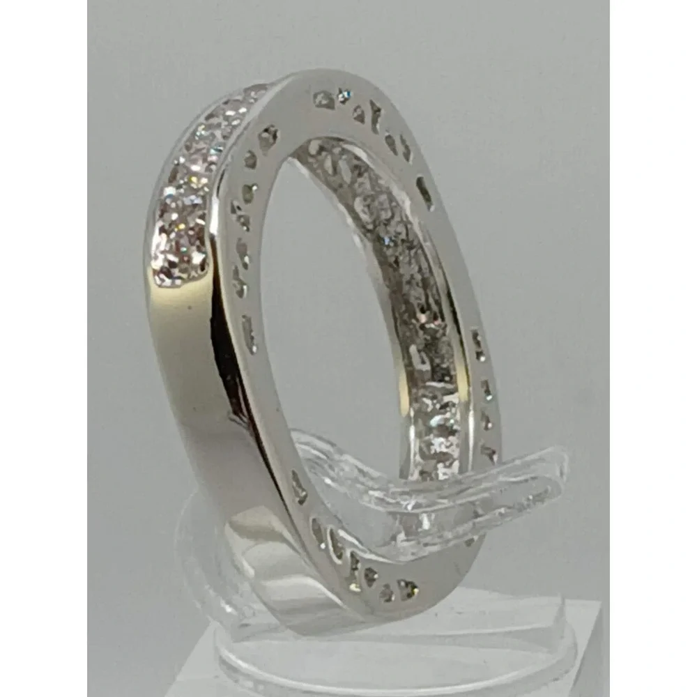 Unique Vintage White Gold GP Round Cut Sim Diamond CZ Stack Wedding Ring‎ Size 8